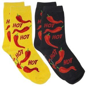 Chili Spicy Red Pepper Hot Peppers Tabasco Sriracha Food 2 Pairs Women's Socks